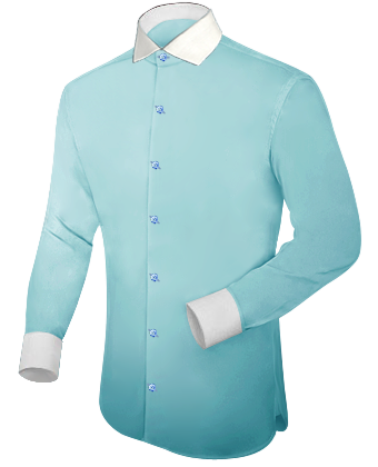 Effen Petrol Kleur Overhemd Heren with Italian Collar 1 Button