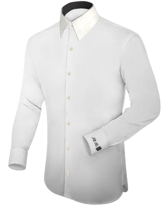 Overhemd Met Gekleurde Bies with French Collar 1 Button