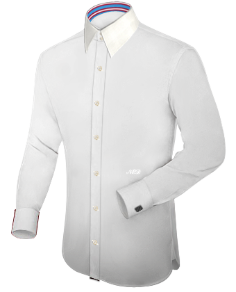 Witte Hemden with French Collar 2 Button