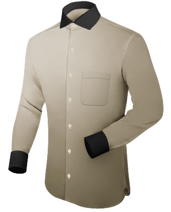 Witte Zijde Overhemd with Italian Collar 1 Button