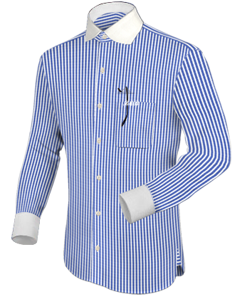 Zwart Overhemd Witte Kraag with English Collar