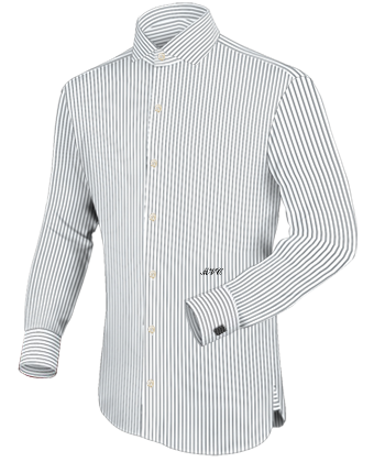Zwart Overhemd Mt 48 with Italian Collar 1 Button