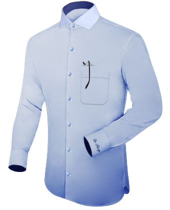 Boordloos Overhemd with Italian Collar 1 Button