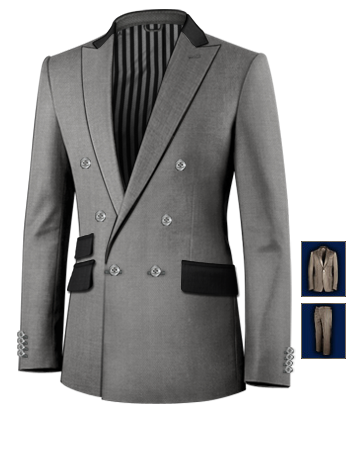 Champagne Kleur Kostuum with 6 Buttons, Double Breasted (1 To Close)
