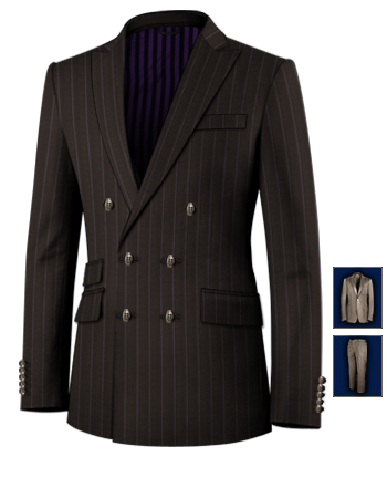 Linnen Heren Kostuum with 6 Buttons, Double Breasted (2 To Close)