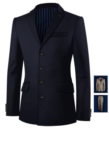Linnen Kostumm with 4 Buttons, Single Breasted