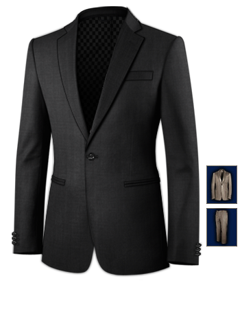 Zwart Kostuum with 1 Button, Single Breasted